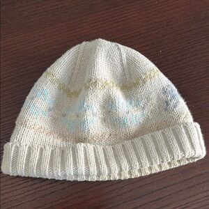 Janie and Jack Cream and Blue Knit Hat